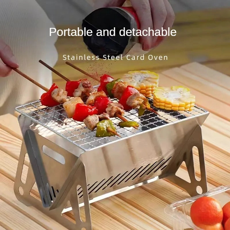EmberTrail Portable Folding Camping BBQ Grill - Stainless Steel Stove